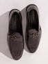 Men's Wine Patent Croc-Embossed Buckle Loafer | Brass-Toned Metallic Strap | High-Shine Finish | Almond Toe | Airmix Sole