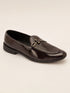 Men's Wine Patent Croc-Embossed Buckle Loafer | Brass-Toned Metallic Strap | High-Shine Finish | Almond Toe | Airmix Sole