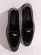 Men's Black Velvet-Patent Loafer | Antiqued Brass Honeybee Charm | High-Gloss Patent Sides | Almond Toe | TPR Sole | All Season