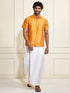 Men's Rose Gold Silk Blend Shirt And Mundu