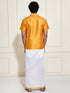 Men's Rose Gold Silk Blend Shirt And Mundu
