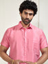 Men's Pink Silk Blend Shirt And Mundu