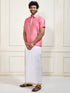 Men's Pink Silk Blend Shirt And Mundu