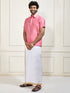 Men's Pink Silk Blend Shirt And Mundu