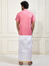 Men's Pink Silk Blend Shirt And Mundu