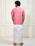 Men's Pink Silk Blend Shirt And Mundu