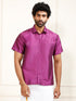 Men's Purple Silk Blend Ethnic Shirt