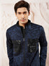 Men's Navy Blue Silk Blend Jacket