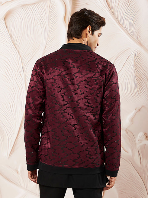 Men's Wine Silk Blend Jacket