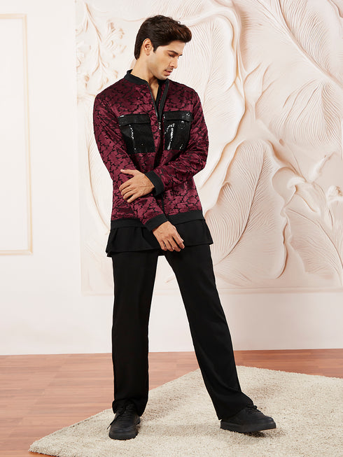 Men's Wine Silk Blend Jacket