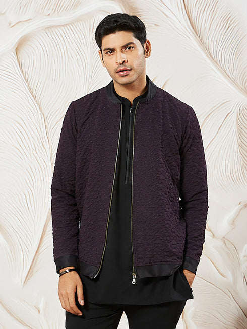 Men's Wine Silk Blend Jacket