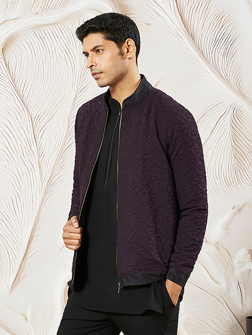 Men's Wine Silk Blend Jacket