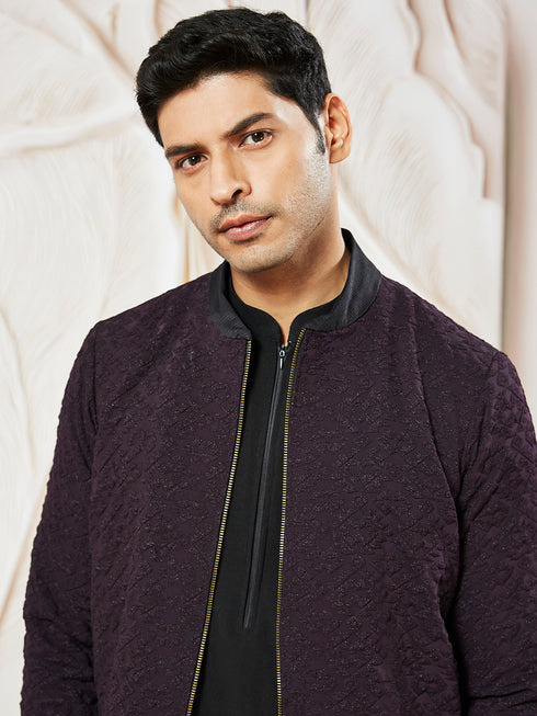 Men's Wine Silk Blend Jacket