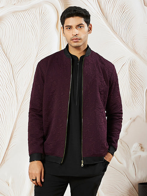 Men's Wine Silk Blend Jacket