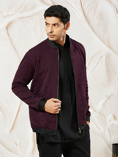 Men's Wine Silk Blend Jacket