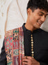 Men's Black And Cream Viscose Sherwani Patiala And Dupatta Set