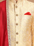 Men Gold Self Design Woven Design Thigh Length Sherwani Set with Pyjama