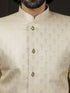 Men's Gold And Cream Silk Blend Sherwani Set