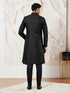 Men's Black Silk Blend Sherwani,Kurta And Pyjama Set