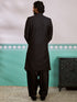 Men's Black Silk Blend Sherwani,Kurta And Patiala Set