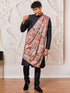 Men's Black Silk Blend Sherwani Kurta Pyjama And Dupata Set