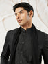 Men's Black Silk Blend Sherwani,Kurta ,Pyjama And Dupatta Set