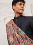 Men's Black Silk Blend Sherwani Pant And Dupatta Set