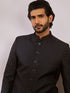Men's Black Silk Blend Sherwani And Patiala Set