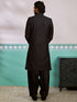 Men's Black Silk Blend Sherwani And Patiala Set