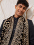 Men's Black Silk Blend Sherwani Pant And Dupatta Set