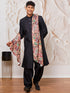 Men's Black Silk Blend Sherwani Patyala And Dupatta Set
