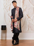 Men's Black Silk Blend Sherwani Patyala And Dupatta Set
