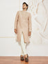 Men's Peach Silk Blend Sherwani And Pyjama Set