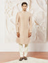 Men's Peach Silk Blend Sherwani And Pyjama Set