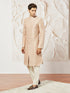 Men's Peach Silk Blend Sherwani And Pyjama Set