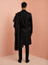 Men Black Chikankari Rayon Sherwani with Pant & Thread Work Georgette Dupatta Set