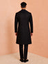 Men Black Chikankari Rayon Sherwani with Pant & Embroidered Georgette Dupatta Set