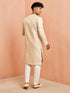 Men's Cream Maroon Jacquard Sherwani Set