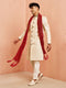 Men's Cream Jacquard Sherwani Pyjama Dupatta Set