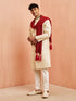 Men's Cream Jacquard Sherwani Pyjama Dupatta Set