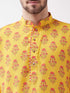 Men's Multicolor-Base-Mustard Muslin Cotton Kurta