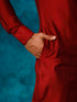 Men's Maroon Cotton Blend Curved Kurta