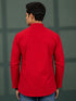 Men's Red Cotton Self Design Regular Kurta