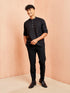 Men's Black Short Cotton Kurta