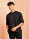 Men's Black Short Cotton Kurta