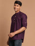 Men's Purple Short Cotton Kurta