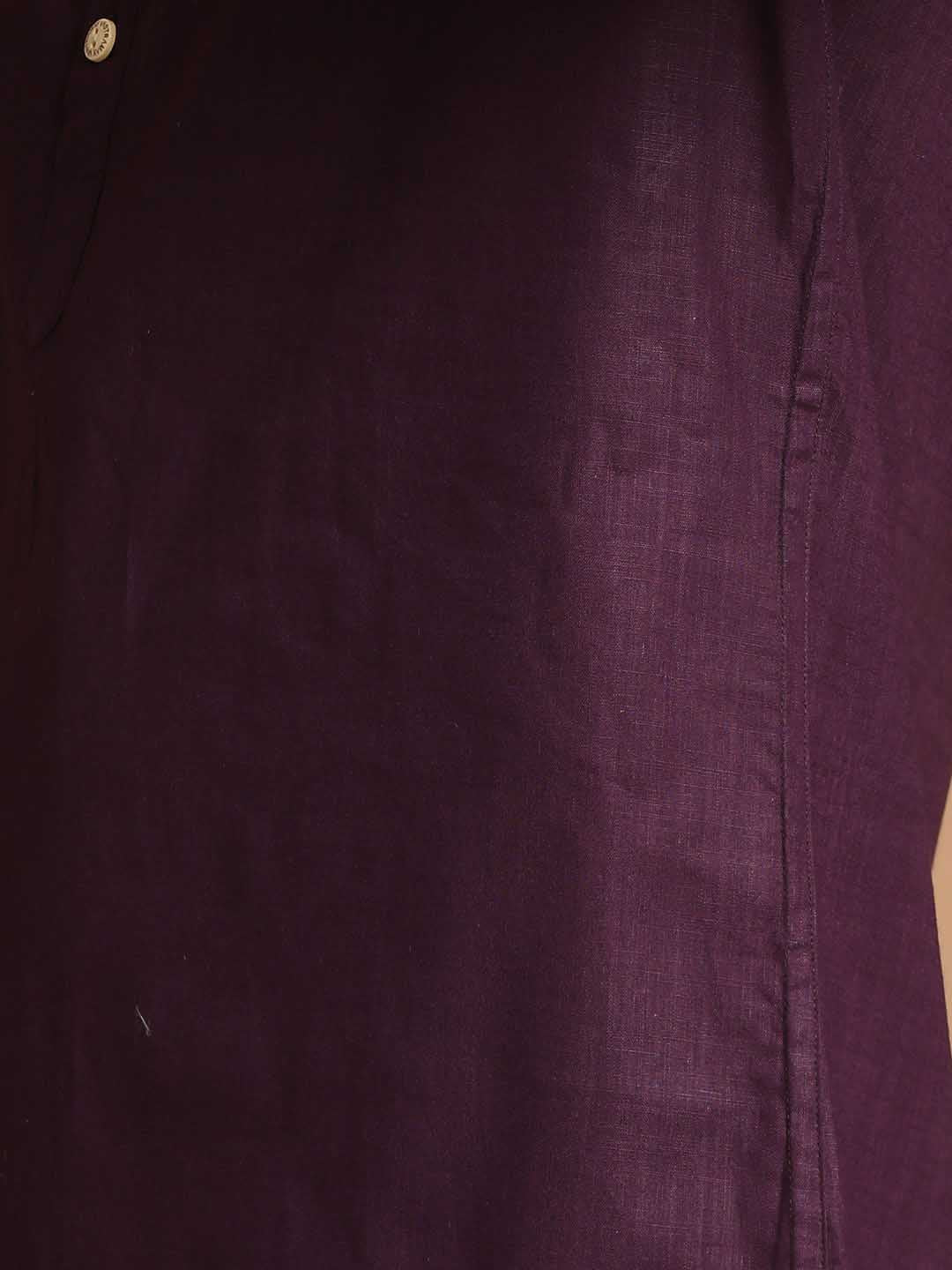 Men's Purple Short Cotton Kurta