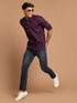 Men's Purple Short Cotton Kurta