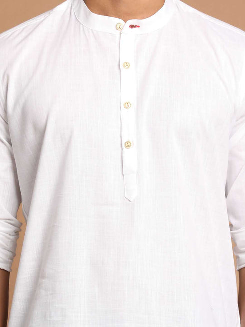 Men's White Short Cotton Kurta