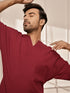Men Maroon Cambric Cotton Yoga Kurta